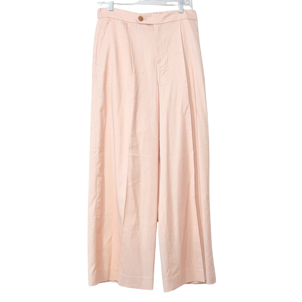 Banana Republic Sz 8 Wide Leg Dress Pants Trousers High Waist 29.5"L Light Pink